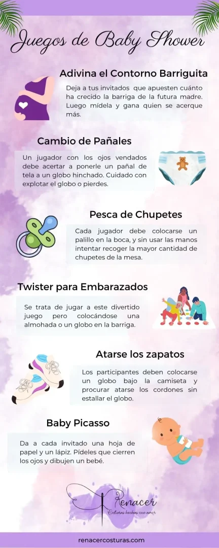 Explicación de tipos de juegos para el baby shower