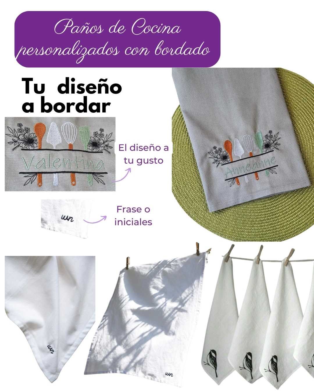 Toallas de cocina de lino con bordado