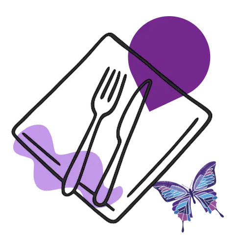 Servilleta de lino o tela con cubiertos encima