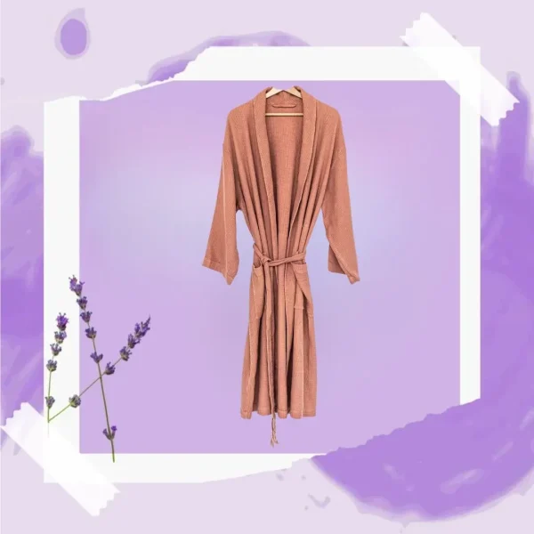 bata de lino gaza color terracota hecha a mano