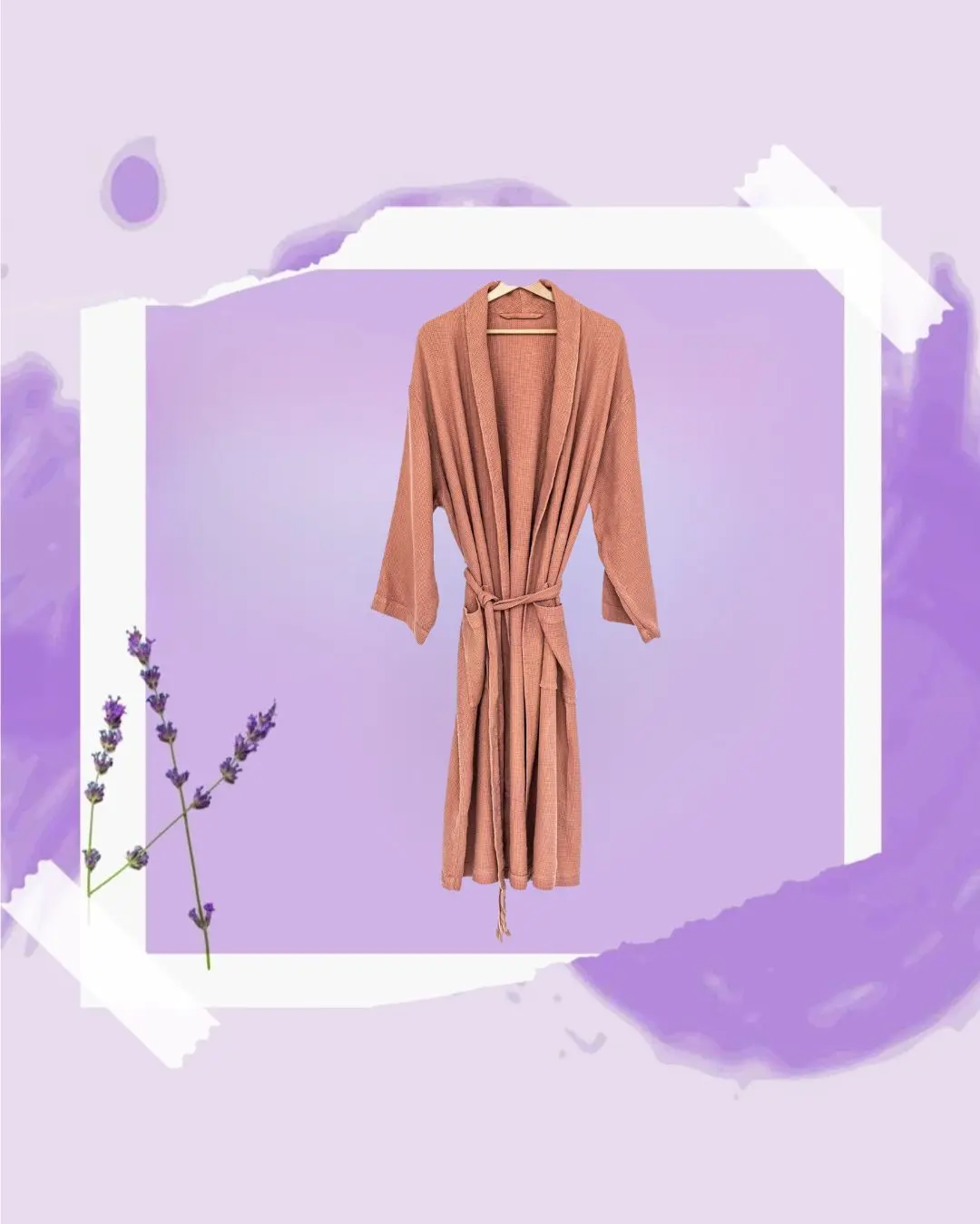 bata de lino gaza color terracota hecha a mano